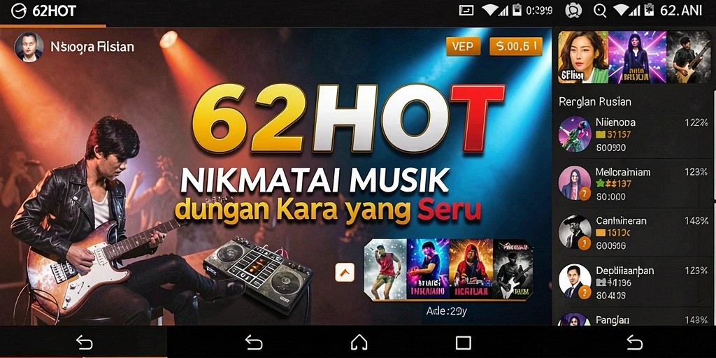 Screenshot gameplay 62HOT menunjukkan suasana seru bermain musik.