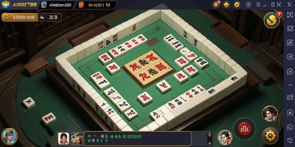 Tampilan gameplay seru AIRBET88, menunjukkan pemain beraksi di meja Mahjong.