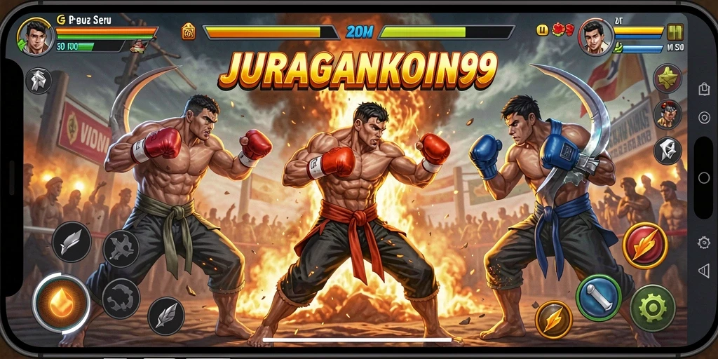 Screenshot JURAGANKOIN99 menampilkan aksi bertarung yang mendebarkan.