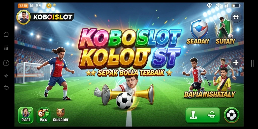 Screenshot menampilkan gameplay seru di KOBOISLOT dengan tema sepak bola.