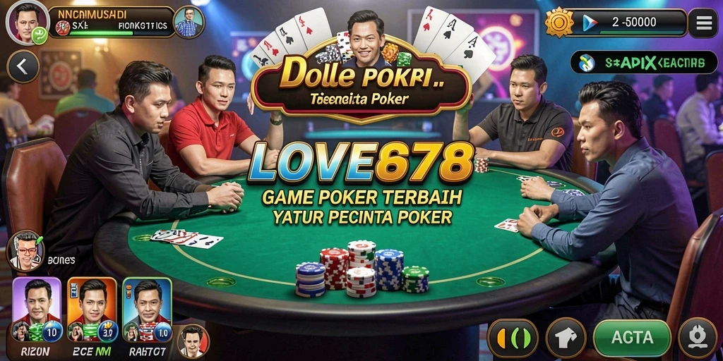 Screenshot utama LOVE678 menampilkan aksi seru dalam game Poker.