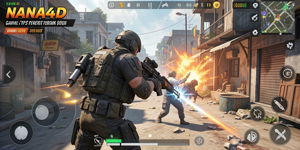 Tampilan gameplay seru NANA4D dengan aksi pertempuran klasik TPS.