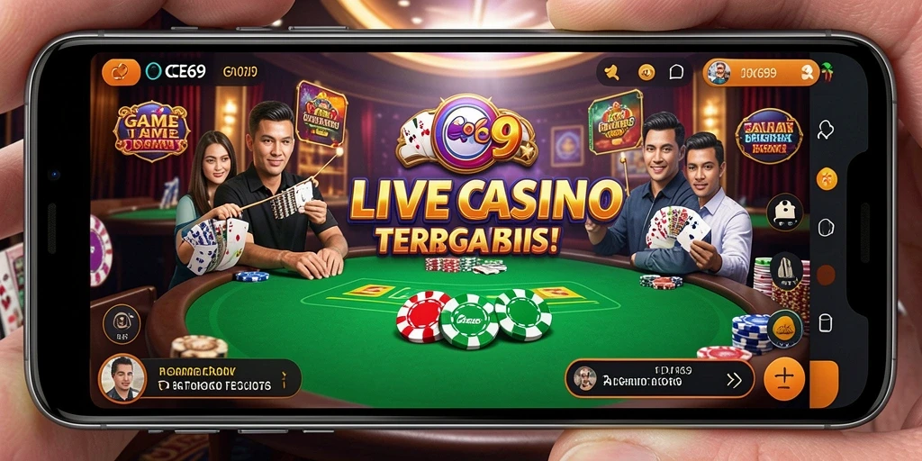 Screenshot OCE69 menampilkan dealer langsung dan suasana kasino yang mengasyikkan.