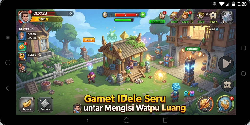 Tampilan gameplay OLX128 dengan grafik yang menarik dan sistem Idle yang menyenangkan.