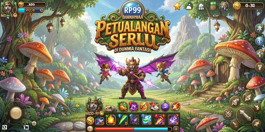 Screenshot menampilkan gameplay kompetitif dan eksplorasi dunia Adventure.