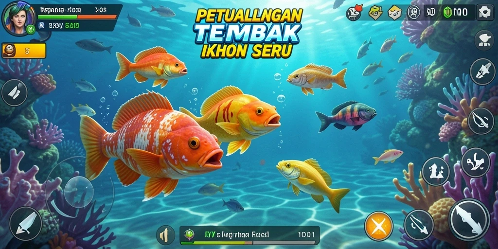 Tangkapan layar RPGAME menampilkan aksi menembak ikan yang mendebarkan dan penuh warna.
