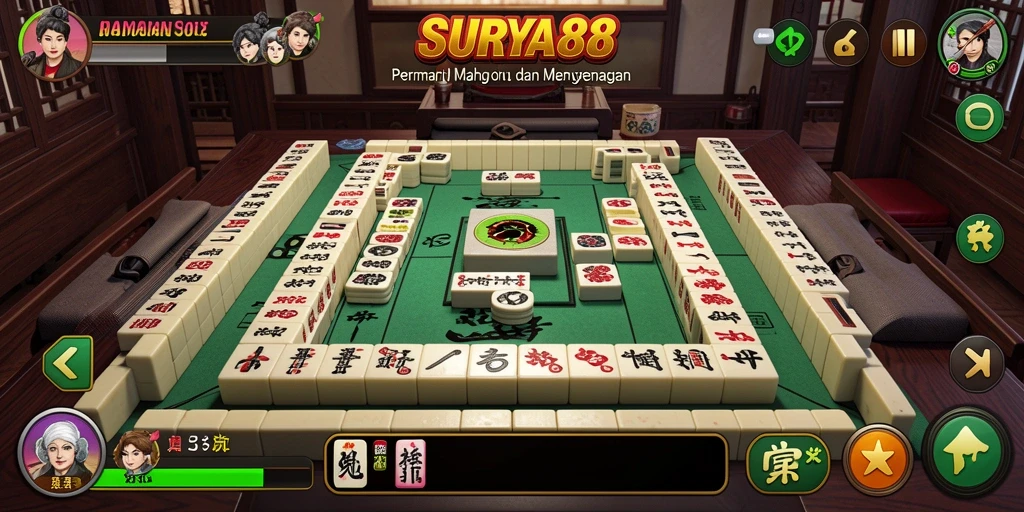 Tampilan screenshot utama SURYA88 yang menampilkan gameplay Mahjong yang seru.